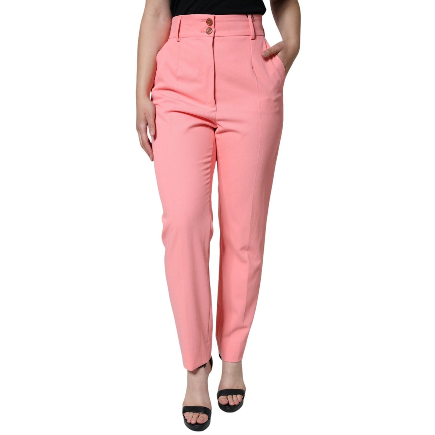 Dolce & Gabbana Rose Pink Polyester High Waist Tapered Pants PAN75517-44