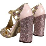 Dolce & Gabbana Pink Strass Crystals T-strap Sandals Shoes LA11668-41
