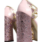Dolce & Gabbana Pink Strass Crystals T-strap Sandals Shoes LA11668-41