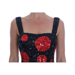 Dolce & Gabbana Black Red Polka Sequined Shift Dress DR1223-1