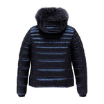 Refrigiwear Blue Nylon Women Jacket with Feather Padding and Fur Hood