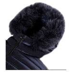 Refrigiwear Blue Nylon Women Jacket with Feather Padding and Fur Hood