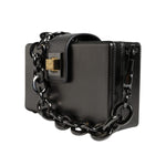 Dolce & Gabbana Metallic Gray DG BOX Leather Shoulder Chain Strap Bag