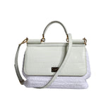 Dolce & Gabbana White Rafia Leather Top Handle Crossbody Bag BAG4096