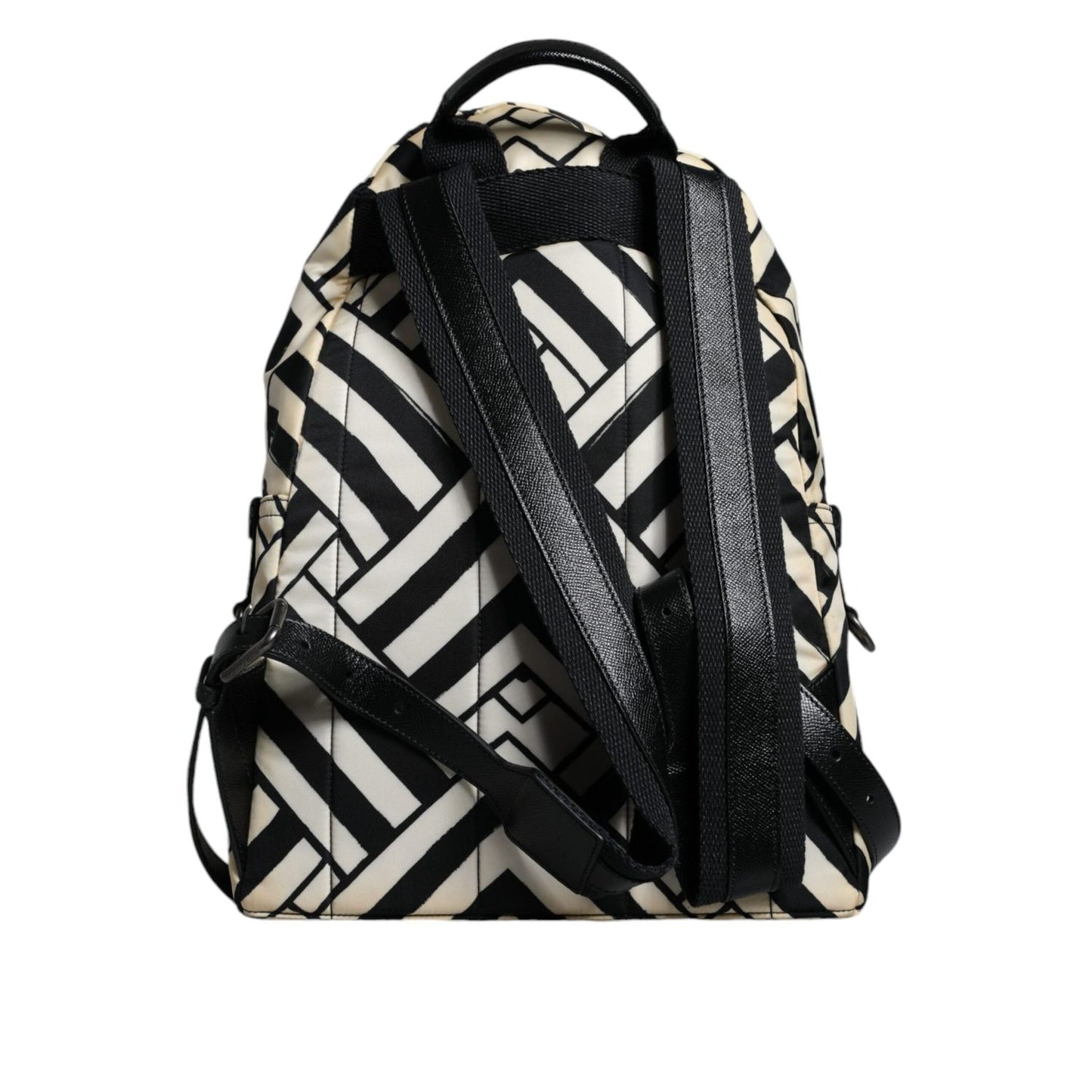 Dolce & Gabbana Black White Nylon Leather Travel Back Pack Bag BAG4118