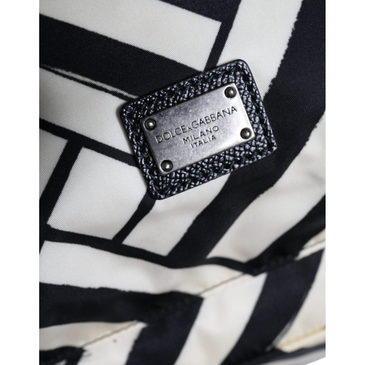 Dolce & Gabbana Black White Nylon Leather Travel Back Pack Bag BAG4118