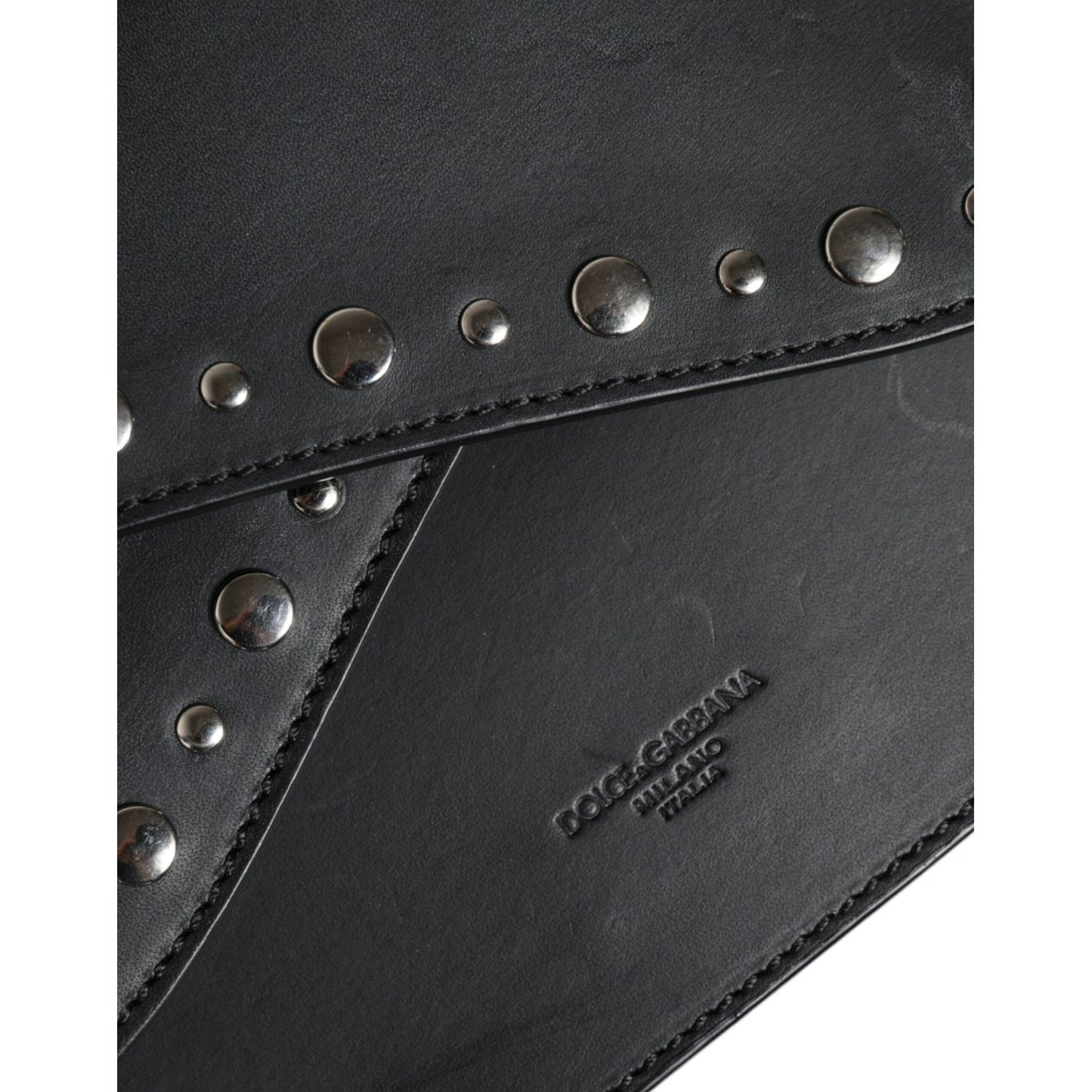 Dolce & Gabbana Black Small Leather Studded Shoulder Crossbody Bag