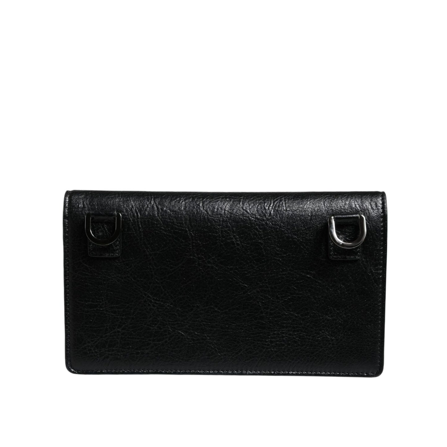 Dolce & Gabbana Black Leather DG Logo Bifold Card Slot Crossbody Bag