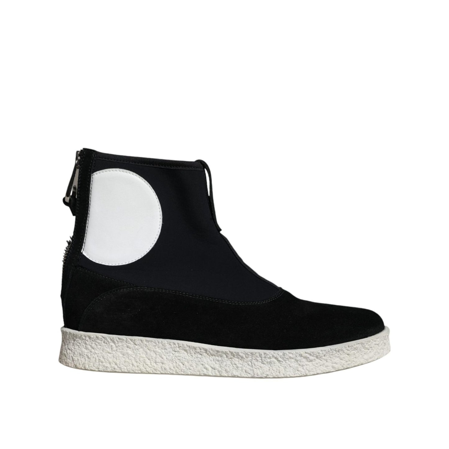 Alexander McQueen Black White Neoprene Takeshi Mid Calf Boots Shoes