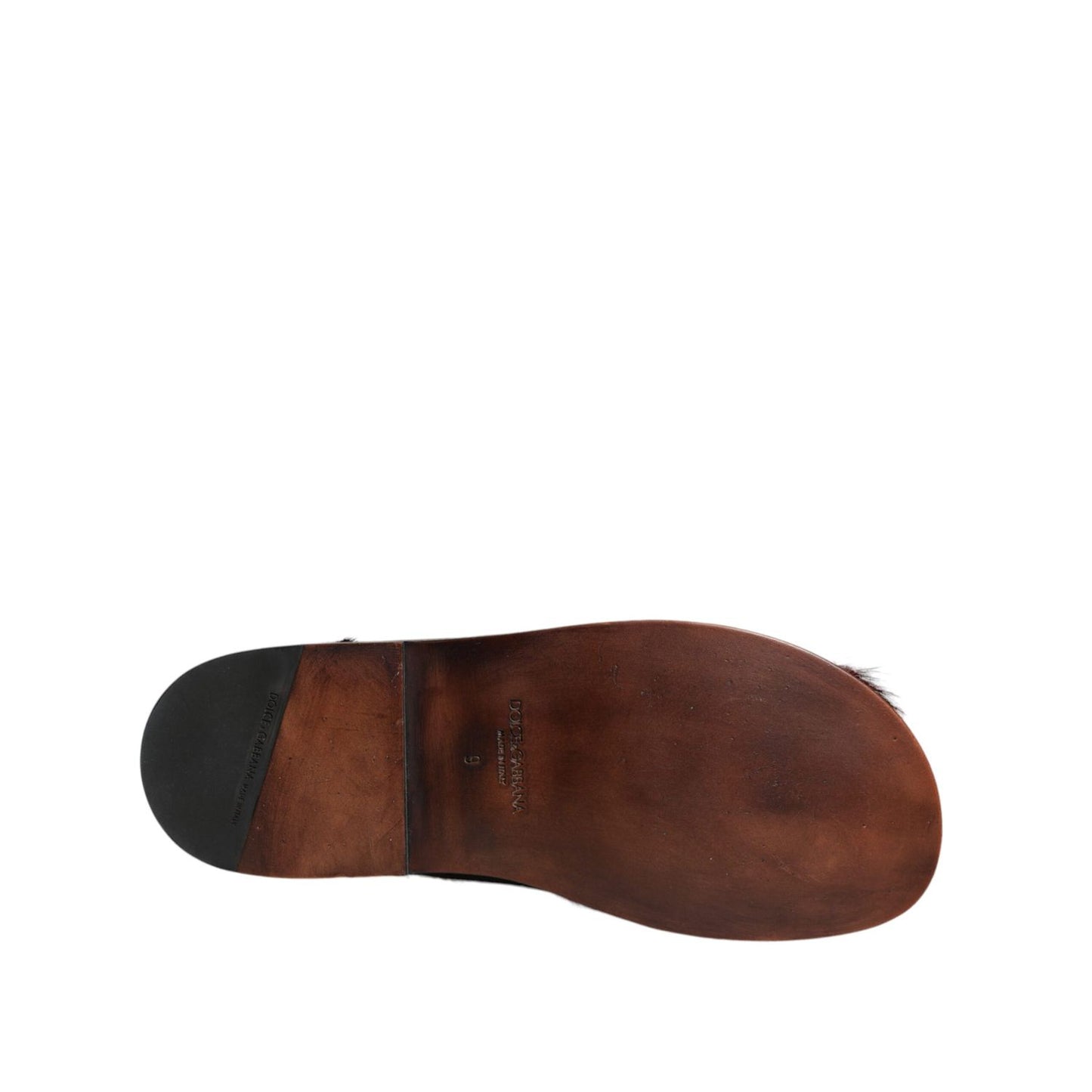Dolce & Gabbana Black Red Gazelle Hair Leather Sandals Shoes