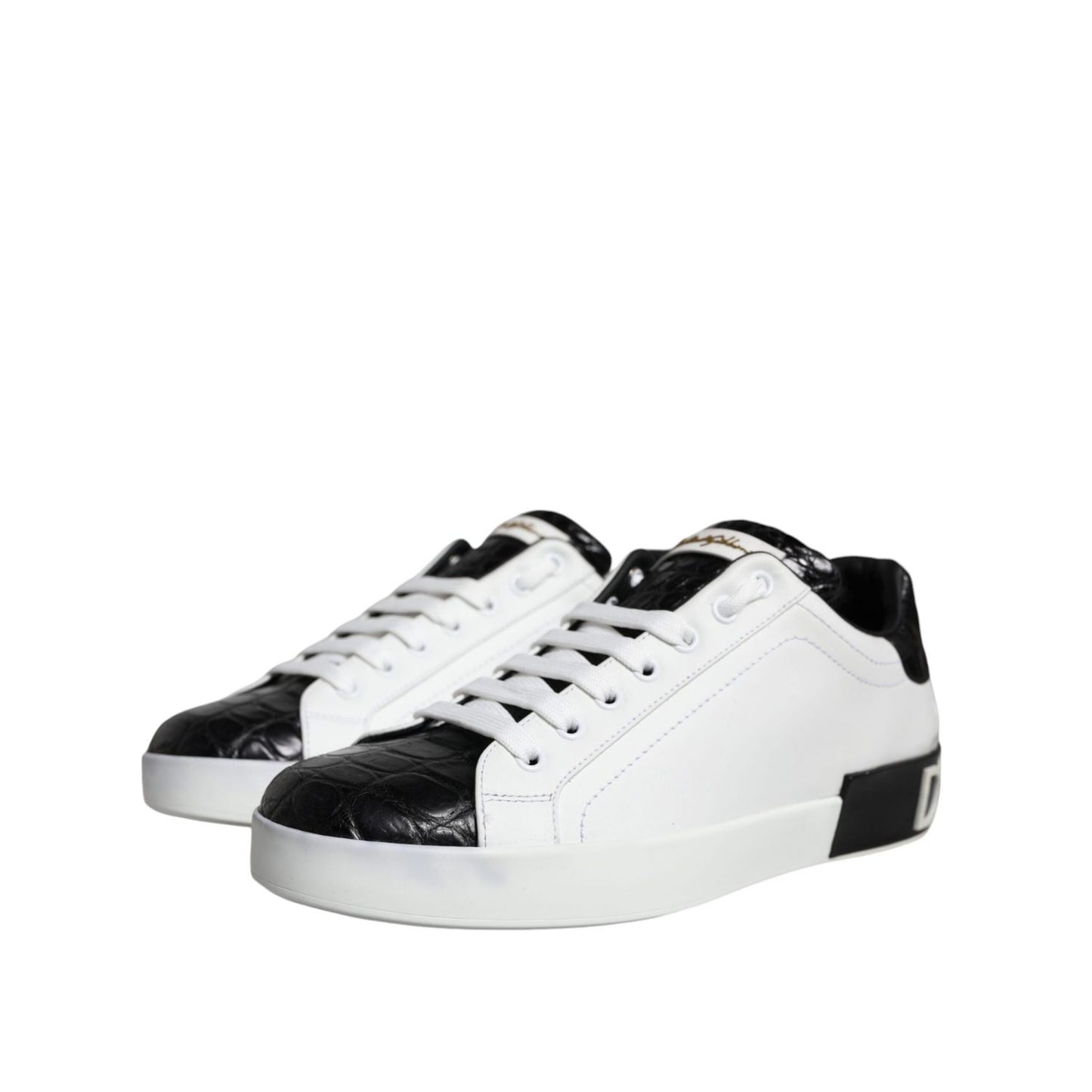 Dolce & Gabbana Black Leather Logo Portofino Sneaker Shoes MV6159-40