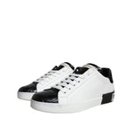 Dolce & Gabbana Black Leather Logo Portofino Sneaker Shoes MV6159-40