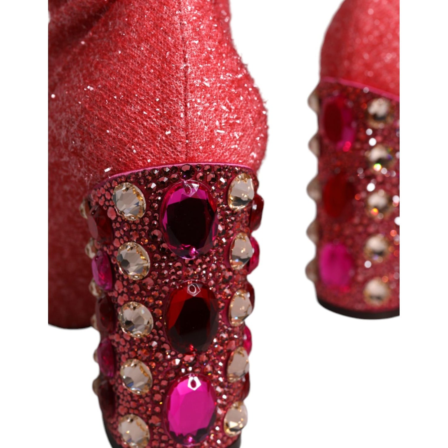 Dolce & Gabbana Pink Crystal Lurex Fantasy High Boots Shoes