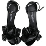 Dolce & Gabbana Black Leather Ankle Strap Heel Sandals Shoes LA11753-37