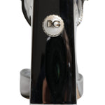Dolce & Gabbana Silver Leather T-strap Heels Sandals Shoes