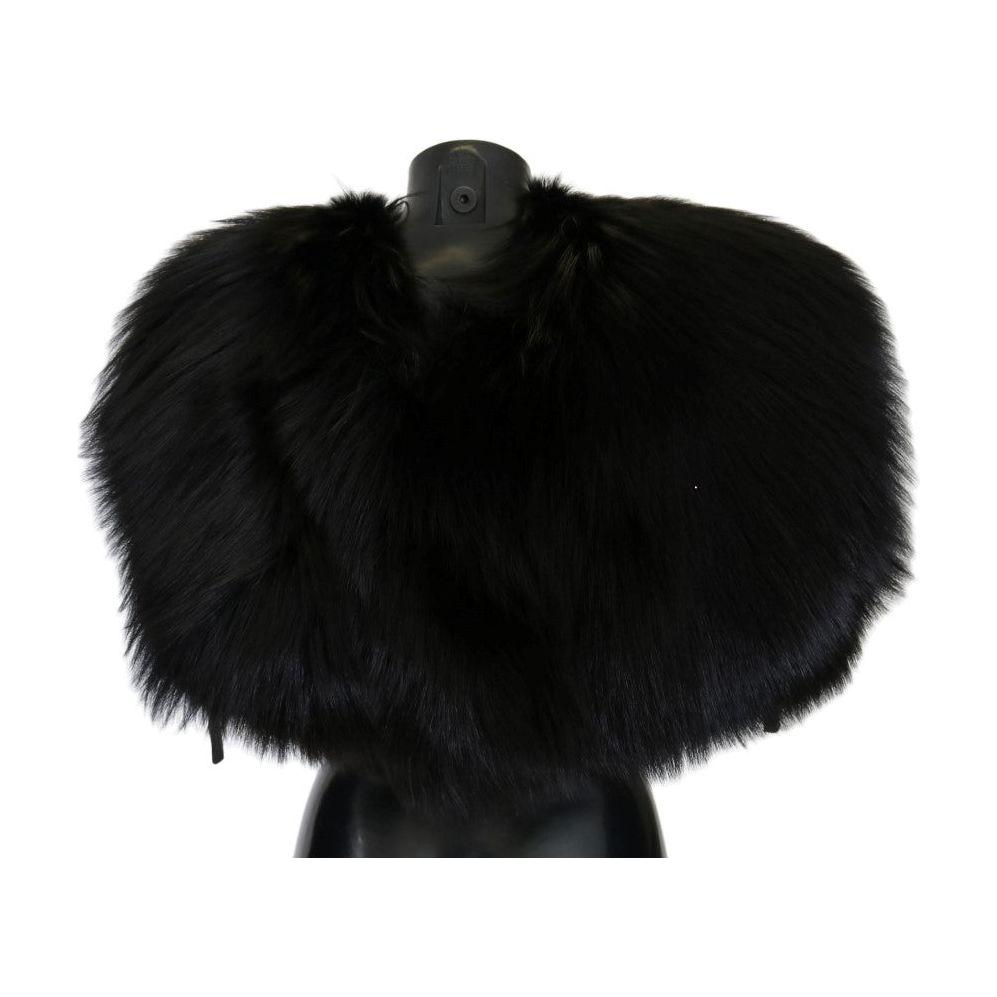 Dolce & Gabbana Black Silver Fox Fur Scarf Fur Scarves