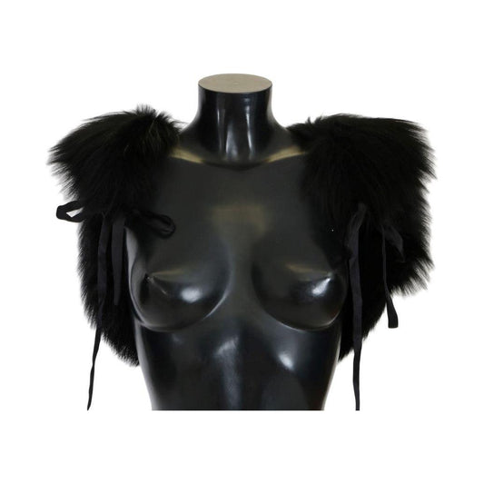 Dolce & Gabbana Black Silver Fox Fur Scarf Fur Scarves