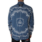Dolce & Gabbana Blue White Bandana Print Cotton Casual Shirt