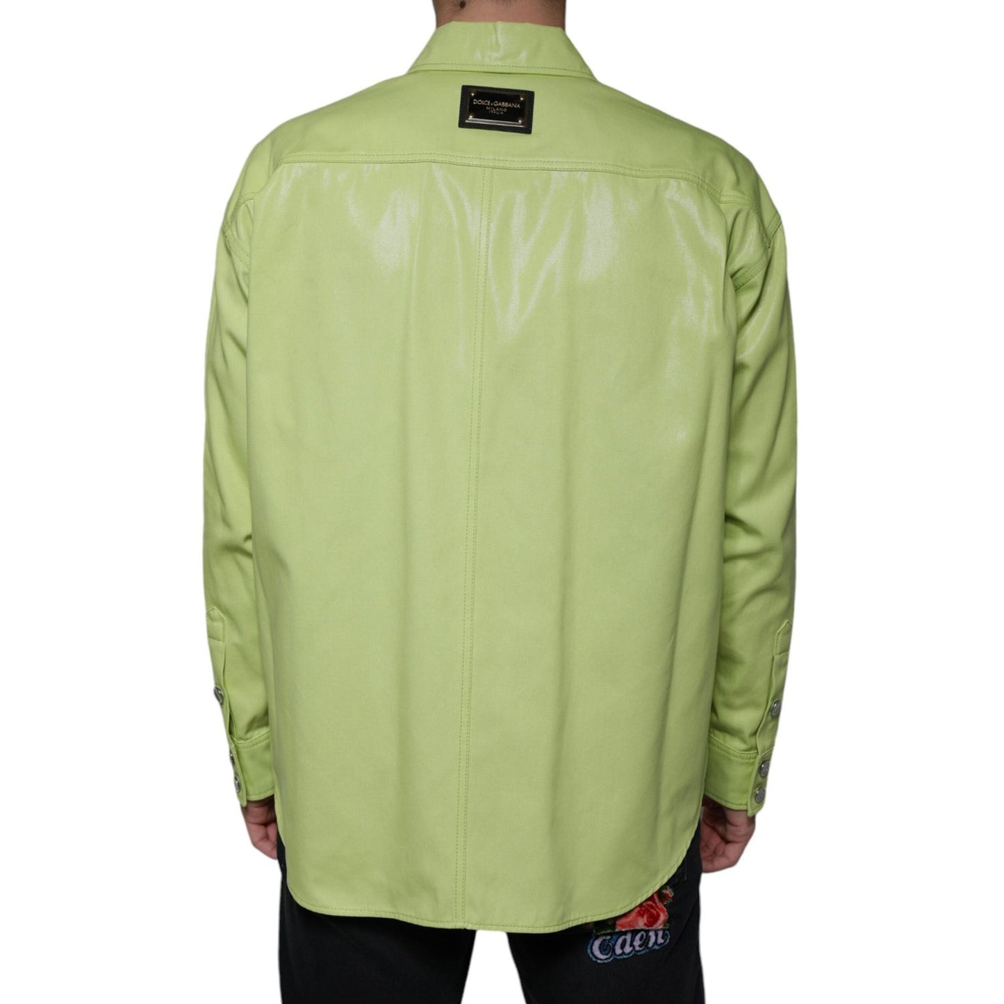 Dolce & Gabbana Green Cotton Collared Men Button Down Shirt TSH86582-39