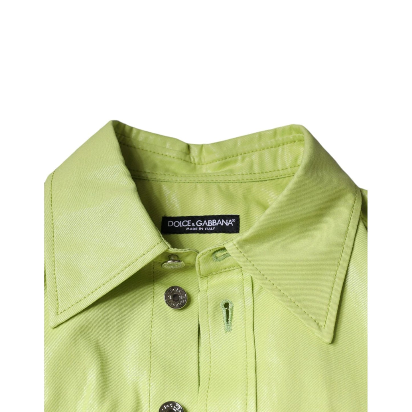 Dolce & Gabbana Green Cotton Collared Men Button Down Shirt TSH86583-40