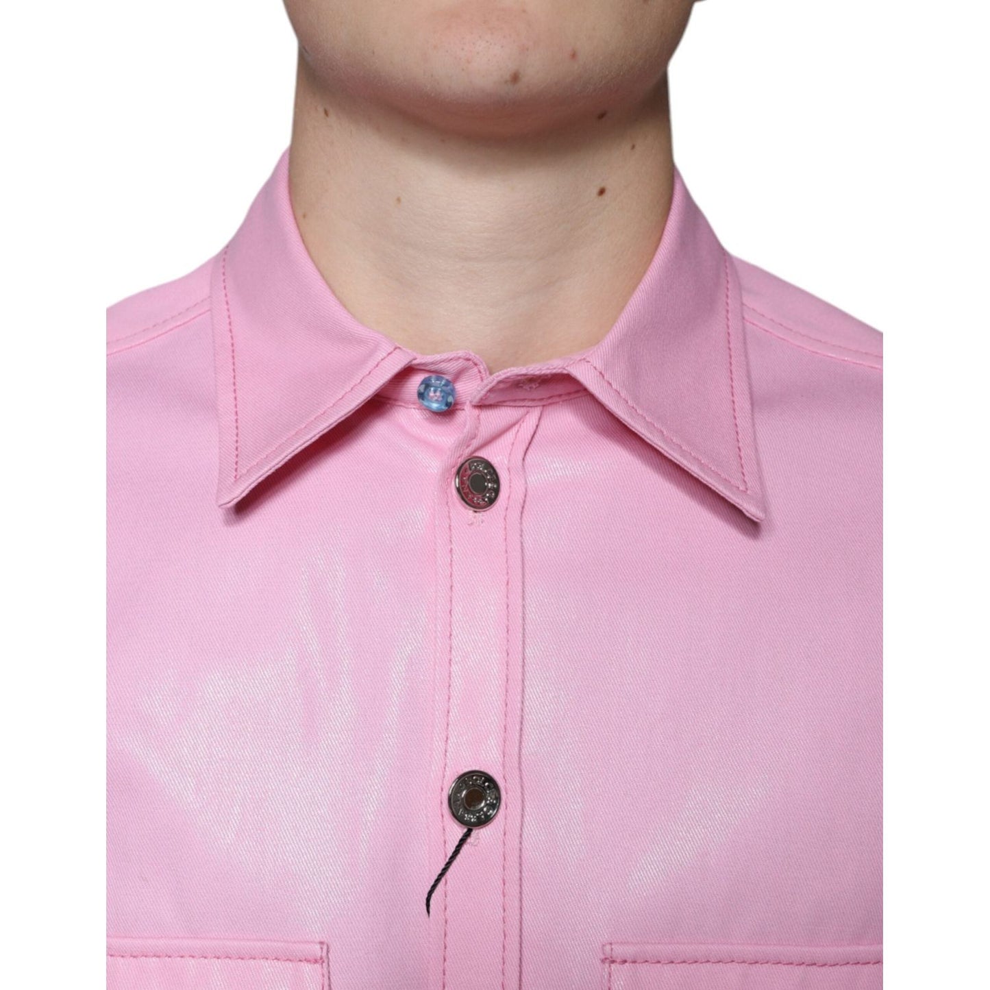 Dolce & Gabbana Pink Cotton Collared Button Down Shirt TSH86585-40