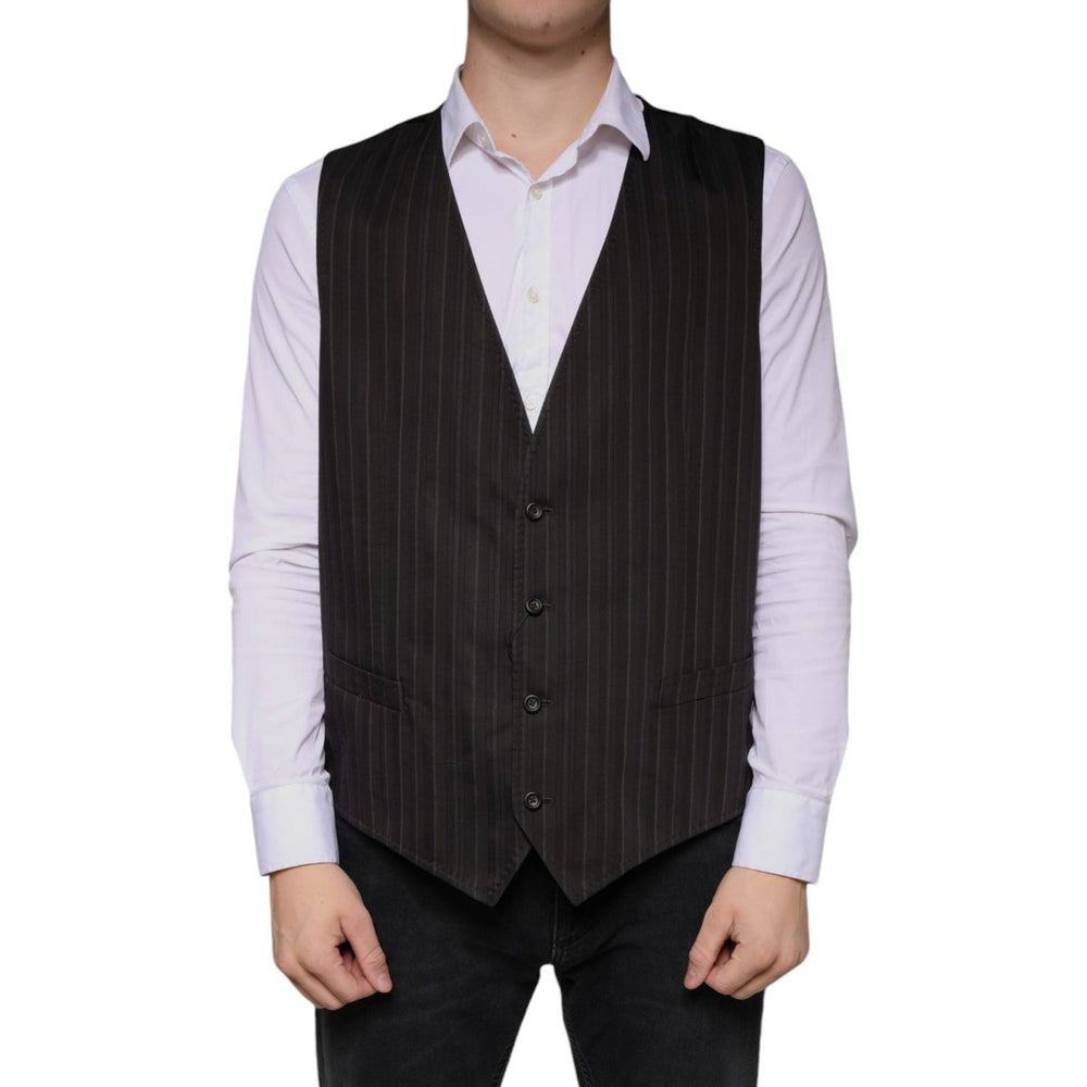 Dolce & Gabbana Black Cotton Waistcoat Dress Formal Vest SIG60340-56