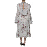 Ermanno Scervino White Floral Ruffles Lace Long Sleeves Maxi Dress