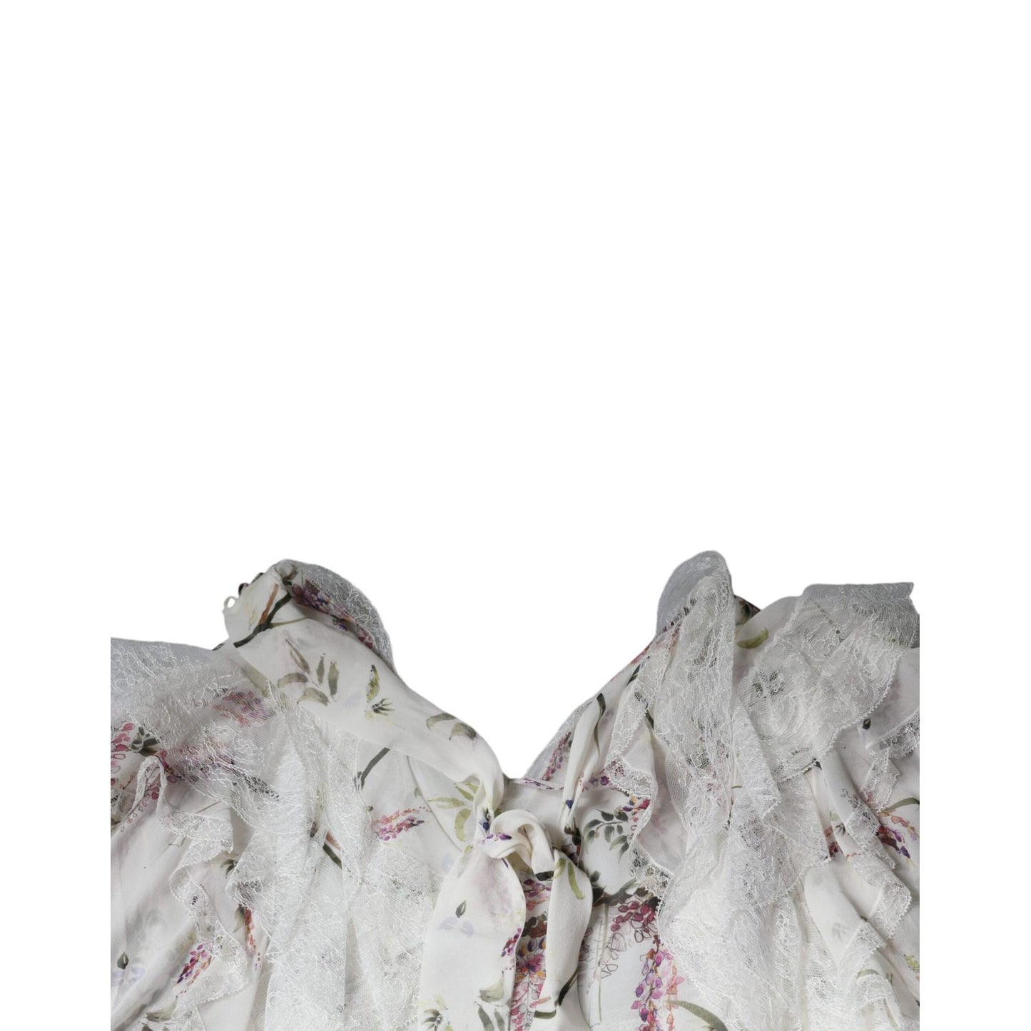 Ermanno Scervino White Floral Ruffles Lace Long Sleeves Maxi Dress
