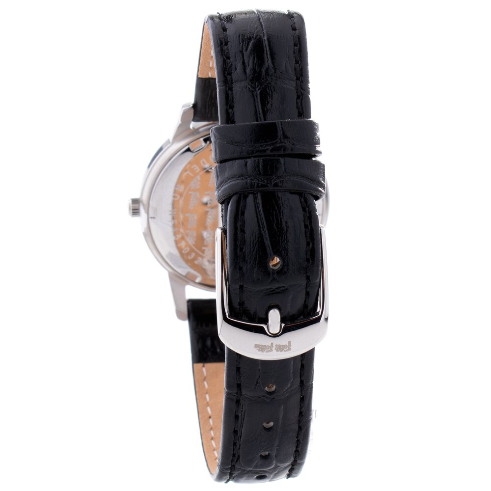 Folli Follie Black Leather Dress Watch