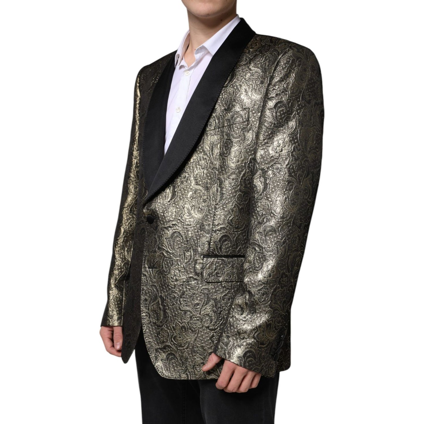 Dolce & Gabbana Gold SICILIA Jacquard Single Breasted Coat Blazer