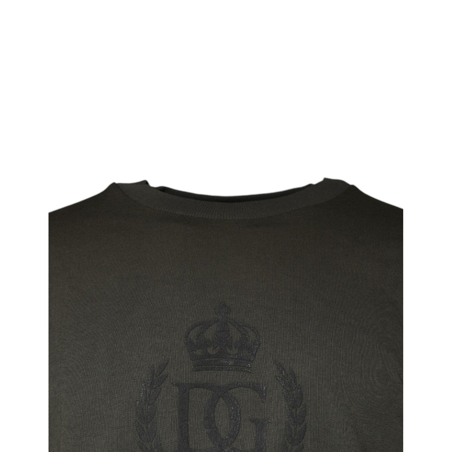 Dolce & Gabbana Army Green Crown Cotton Sweatshirt Sweater