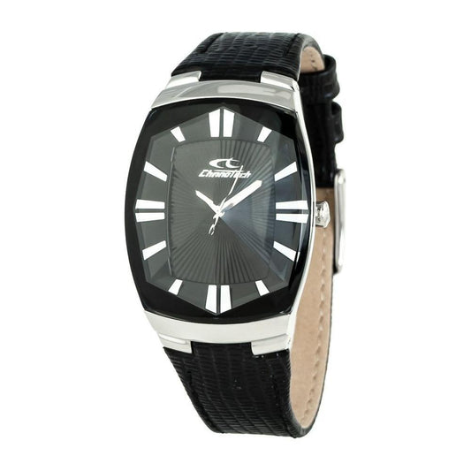 Chronotech Black Leather Watch
