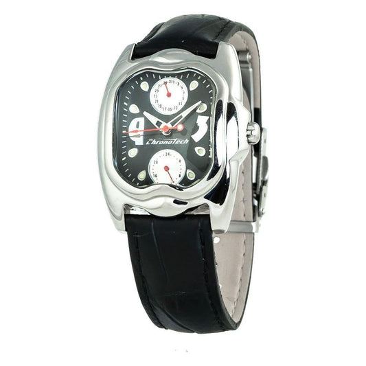 Chronotech Black Leather Watch