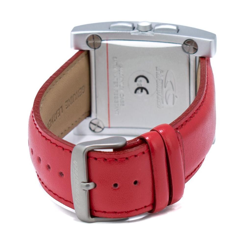 Chronotech Red Leather Dress Watch