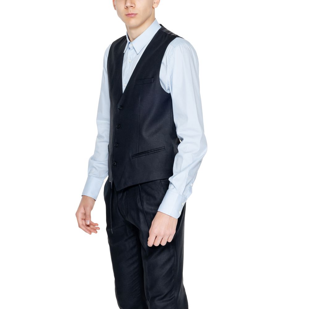 Antony Morato Black Linen Waistcoat