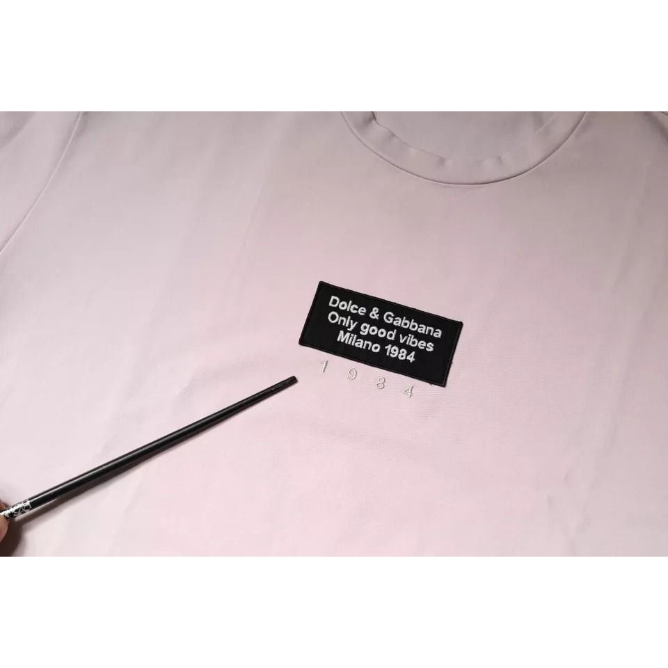 Dolce & Gabbana Beige Logo Cotton Blend Crew Neck T-shirt