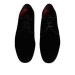 Dolce & Gabbana Black Velvet Leather Lace Up Derby Shoes