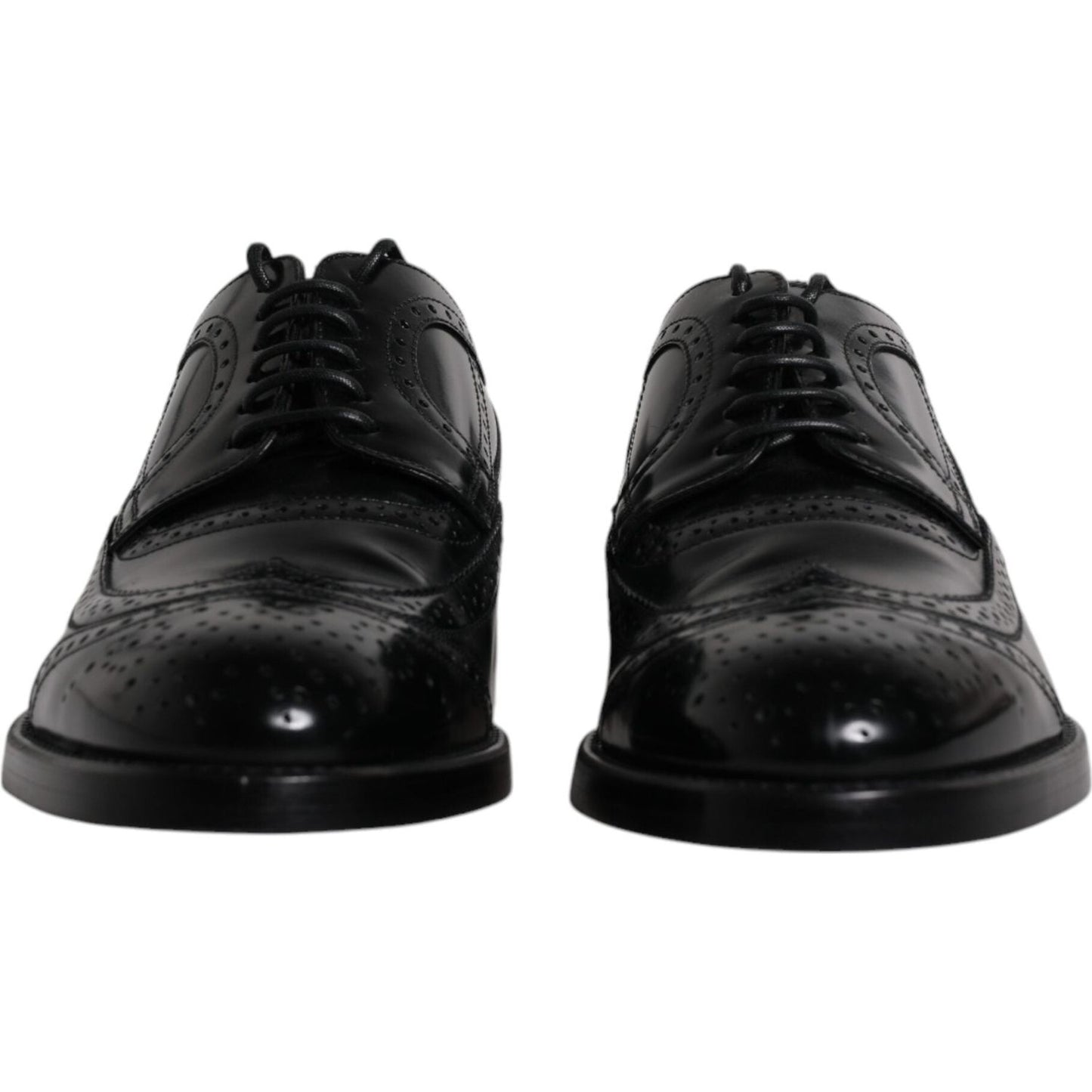 Dolce & Gabbana Black Leather Derby Wingtip Formal Shoes MV6503-43