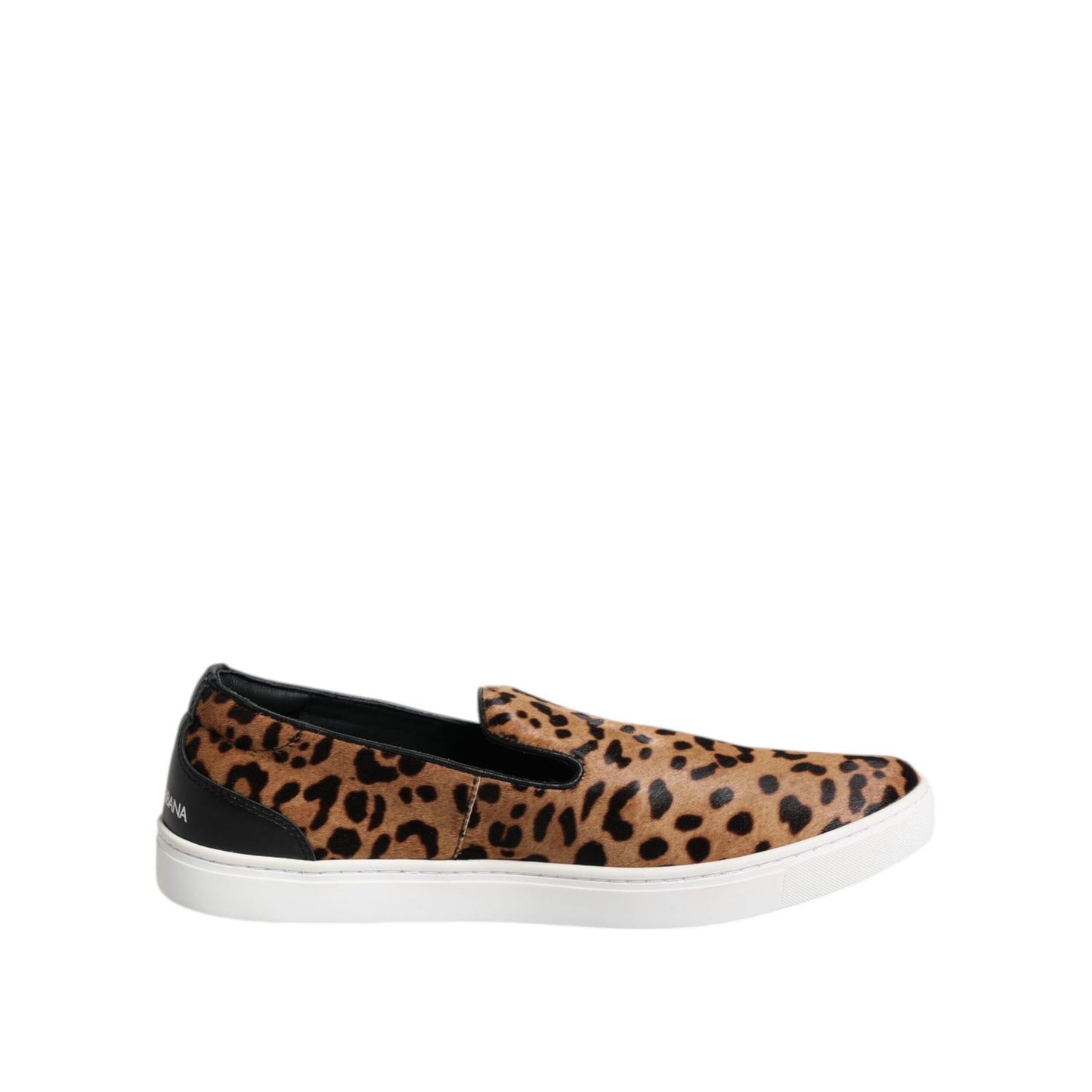 Dolce & Gabbana Brown Calfskin Fur Leopard Men Sneakers Shoes