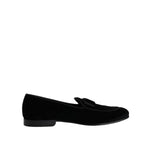 Dolce & Gabbana Black Velvet Loafers Formal Men Dress Shoes