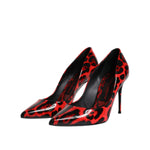 Dolce & Gabbana Red Leopard Leather Stiletto High Heels Pumps Shoes