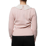 Dolce & Gabbana Pink Cashmere Collar Knitted Long Sleeves Top TSH86768-40