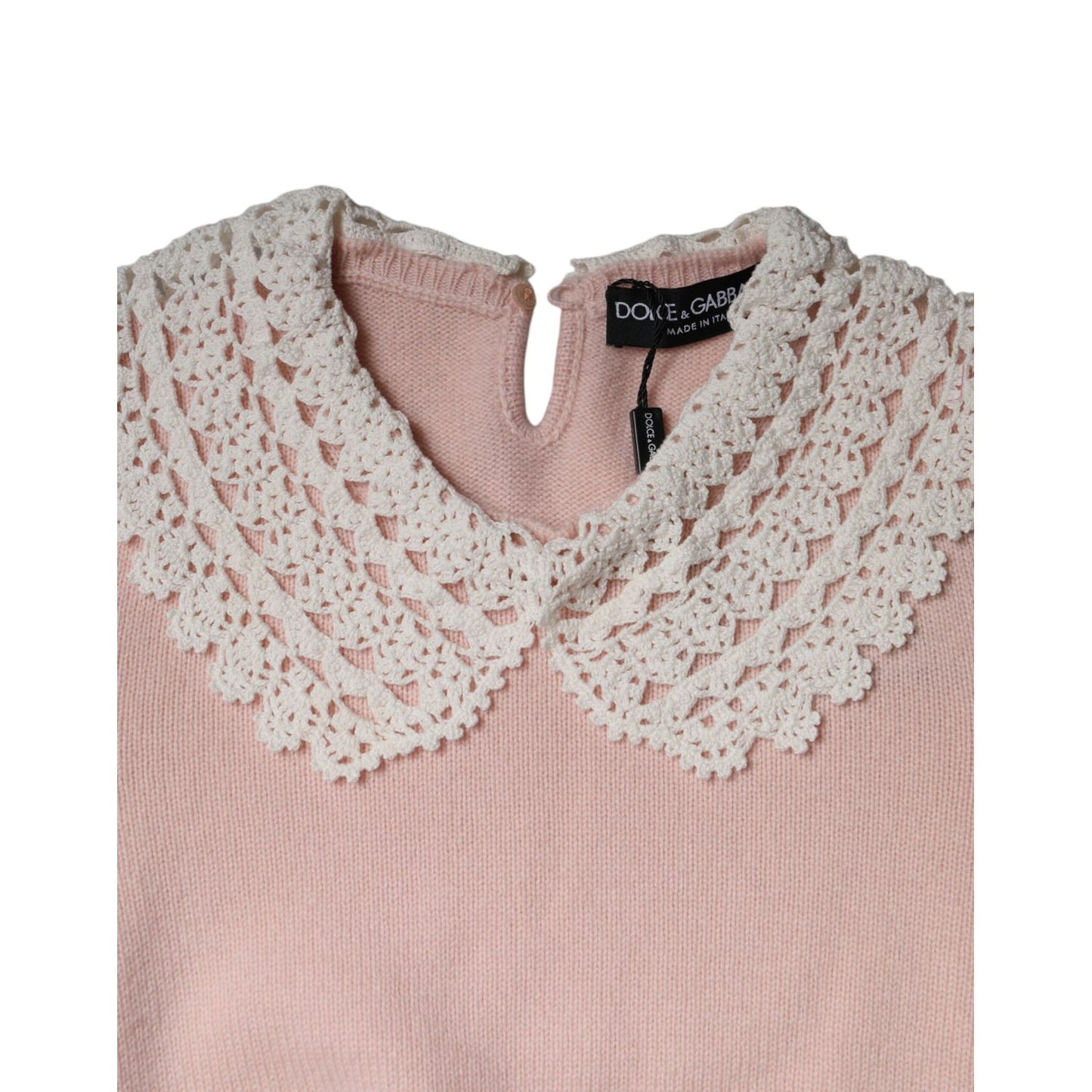Dolce & Gabbana Pink Cashmere Collar Knitted Long Sleeves Top TSH86768-40