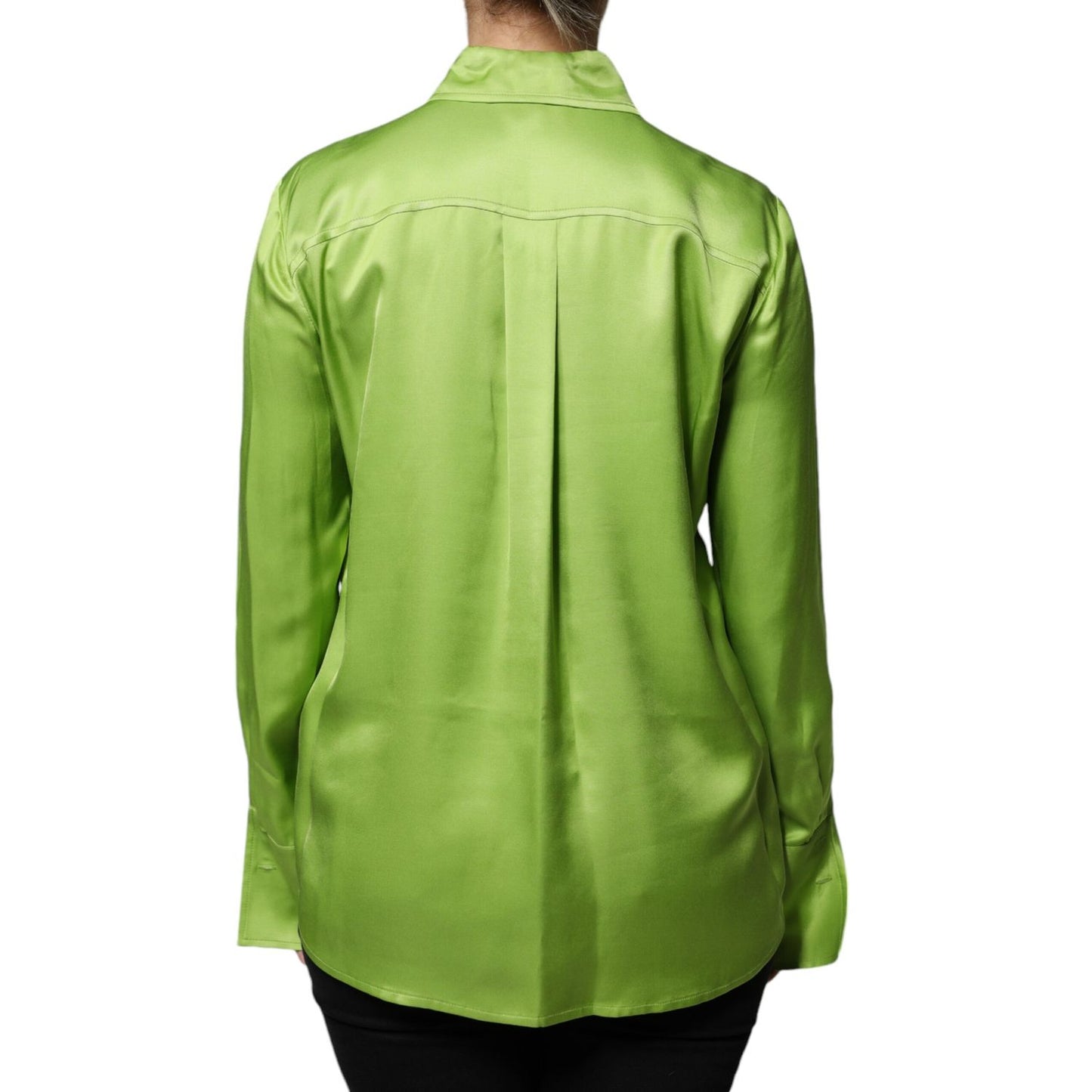 Patrizia Pepe Green Viscose Long Sleeves Collared Blouse Top TSH86776-44