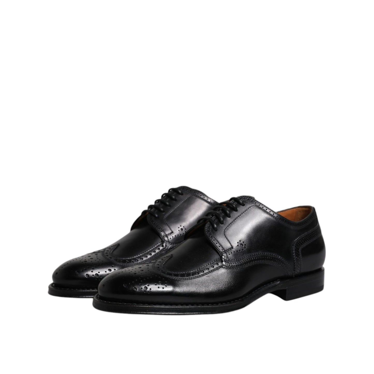 Dolce & Gabbana Black Leather Derby Wingtip Formal Shoes MV6619-39.5