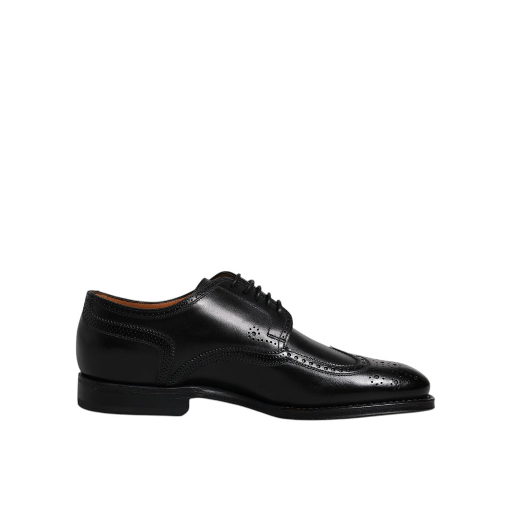 Dolce & Gabbana Black Leather Derby Wingtip Formal Shoes MV6619-39.5