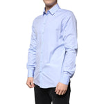 Dolce & Gabbana Light Blue Cotton Slim Fit GOLD Men Dress Shirt TSH86489-41