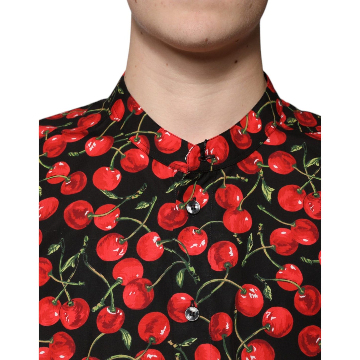 Dolce & Gabbana Black Cherry Cotton Button Down Casual Shirt TSH87283-42