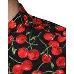 Dolce & Gabbana Black Cherry Cotton Button Down Casual Shirt TSH87283-42