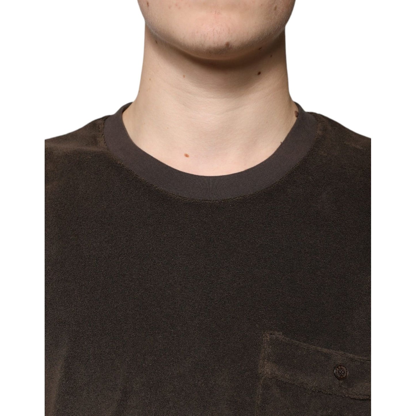 Dolce & Gabbana Brown Cotton Crew Neck Short Sleeves T-shirt TSH87311-48